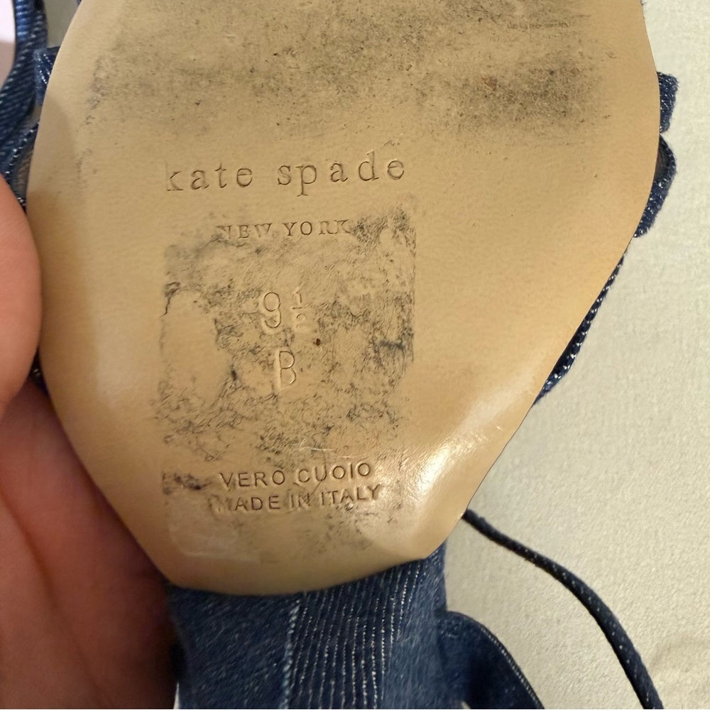 Kate Spade Size 9.5 Denim Blue Heels with Bow - Picture 9 of 9